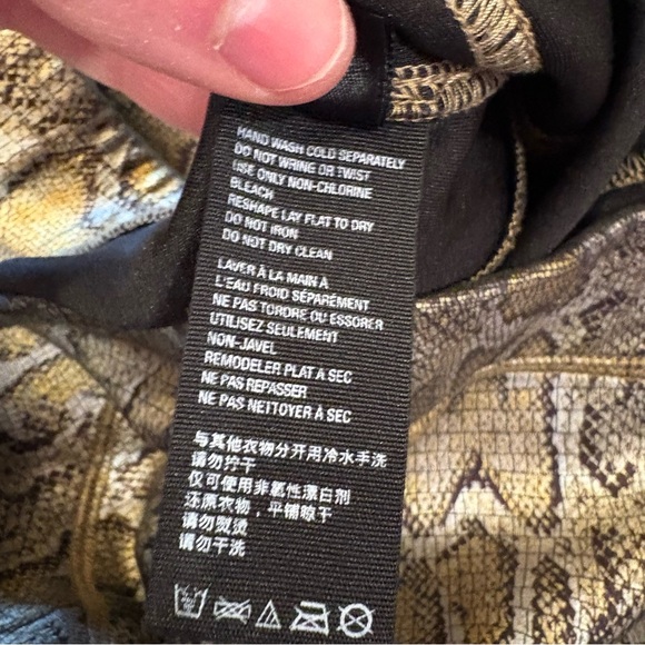 Free People $98 Rio Snakeskin High Rise Skinny Pants Gold Metallic Large EUC - Picture 10 of 12